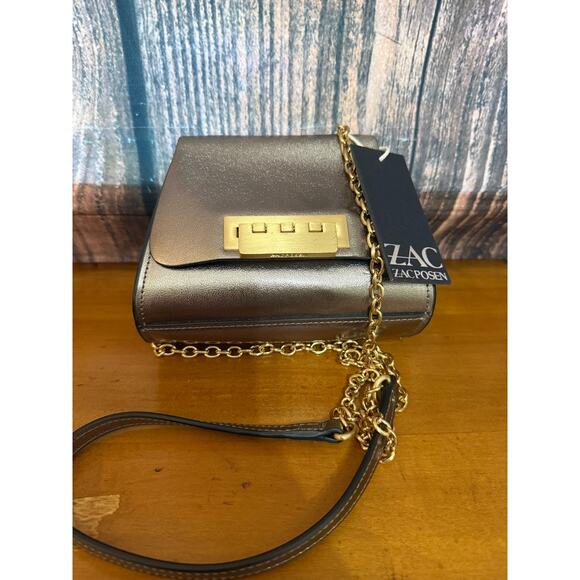 NWT Zac Posen Eartha Mini Chain Crossbody Bag Shale Gold Hardware - Picture 2 of 7